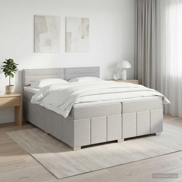 vidaXL Posteľ boxspring s matracom Svetlosivá 200 x 200 cm Látka