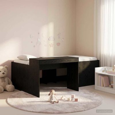 vidaXL Detská vysoká posteľ s pultom Čierna 98.5 x 200 cm