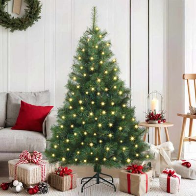 vidaXL Umelý vianočný stromček s 150 LED-i Zelená 150 cm PE a PVC