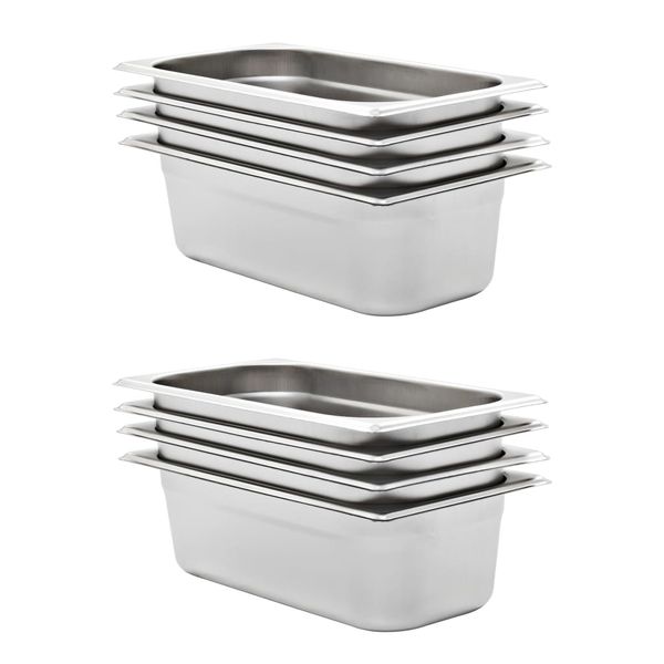 vidaXL Gastronádoby 8 ks, GN 1/3, 100 mm, nehrdzavejúca oceľ