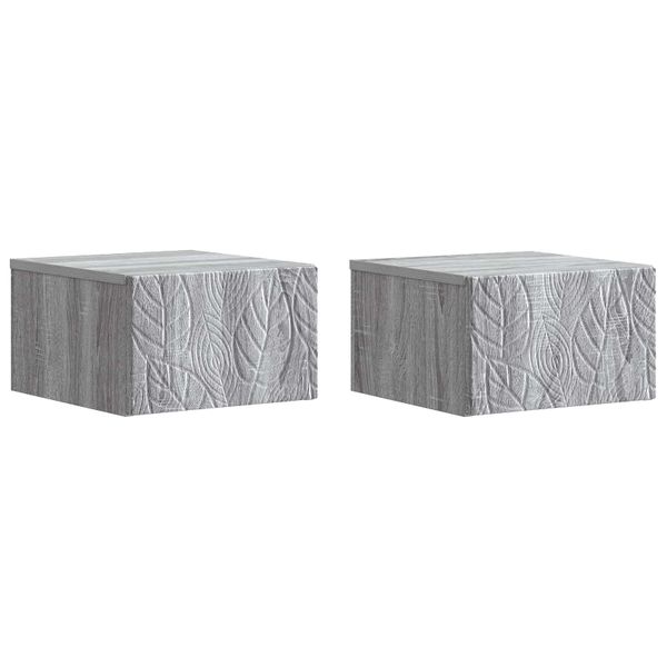 vidaXL Nástenná nočná skrinka 2 pcs Sivý Sonoma 49 x 34,5 x 20 cm