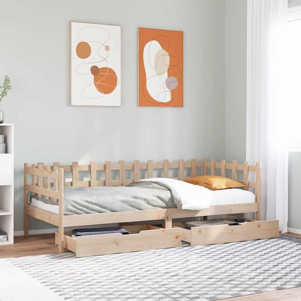 vidaXL Denná posteľ so zásuvkami 90x200 cm masívna borovica