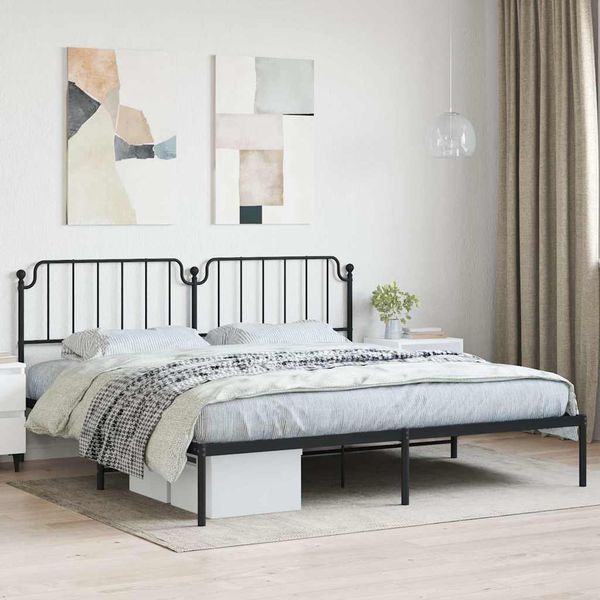 vidaXL Kovový rám postele s čelom čierny 200x200 cm