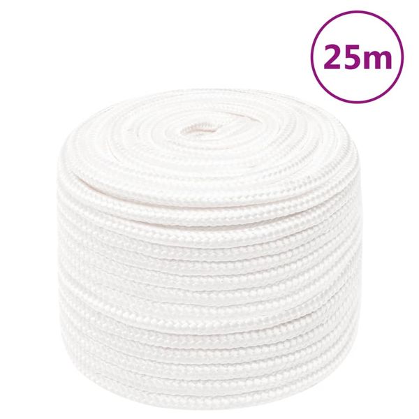 vidaXL Lodné lano biele 12 mm 25 m polypropylén