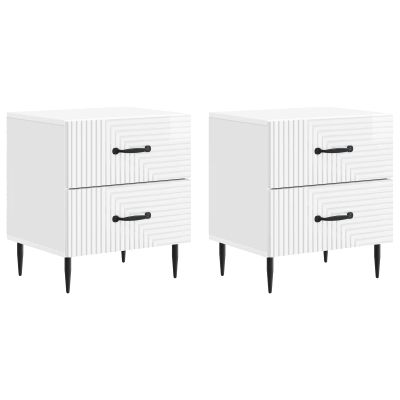 vidaXL Nočný stolík 2 pcs Biela s vysokým leskom 43 x 34,5 x 47,5 cm