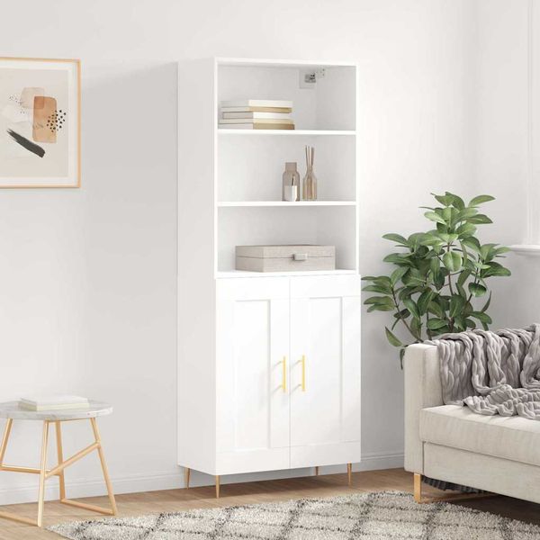 vidaXL Vysoká skrinka biela 69,5x34x180 cm spracované drevo