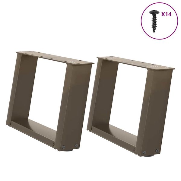 vidaXL Nohy konferenčného stolíka v tvare U, 2 ks, prírodná oceľ, 50 x (30-31) cm, oceľ