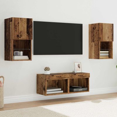 vidaXL TV Steny Skine Nástenný 4 pcs Staré drevo Kompozitné drevo