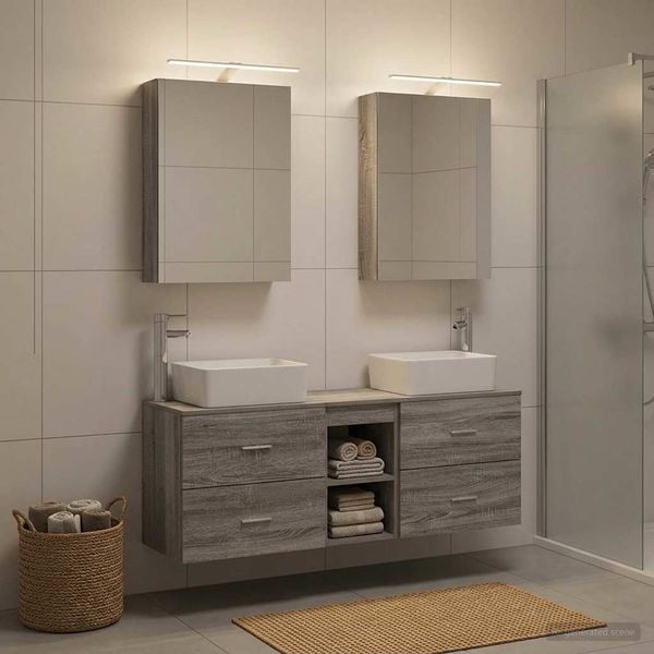 vidaXL Sada kúpeľňového nábytku 5 pcs Sivý Sonoma