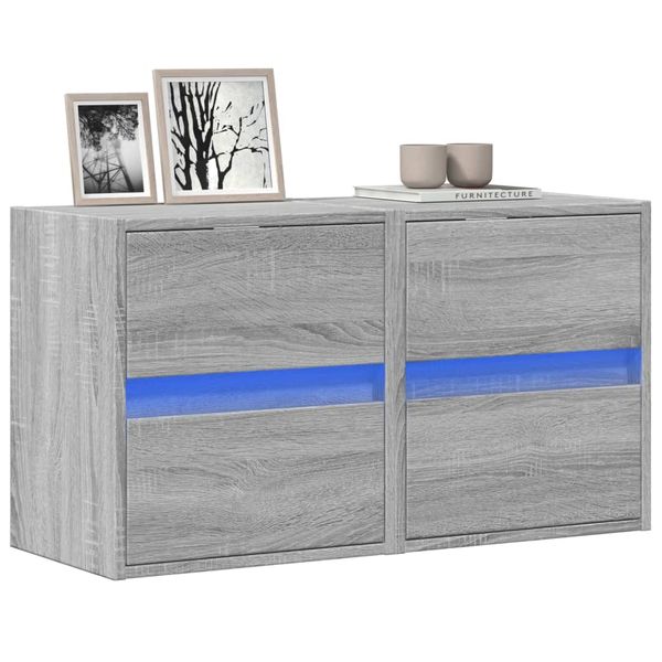 vidaXL TV nástenné skrinky s LED svetlami 2 ks sivé sonoma 41x31x45 cm