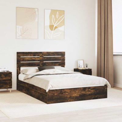 vidaXL Úložná posteľ Dymová dub 160 x 200 cm Kompozitné drevo