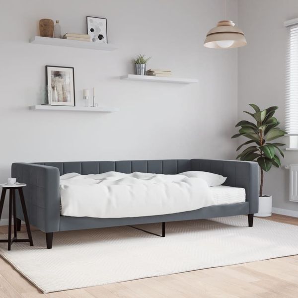vidaXL Denná posteľ s matracom tmavosivá 100x200 cm zamat