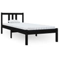 vidaXL Posteľný rám čierny drevený masív 75x190cm malé jednolôžko