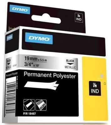 páska DYMO 18487 PROFI D1 RHINO Black On Metallic Permanent Polyester Tape (19mm)