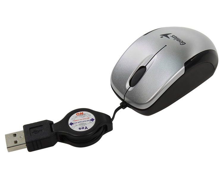 GENIUS Micro Traveler V2/ drátová/ 1200 dpi/ USB/ strieborná