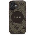 Guess HC MagSafe PU 4G Circle with Classic Logo case for iPhone 16 Brown