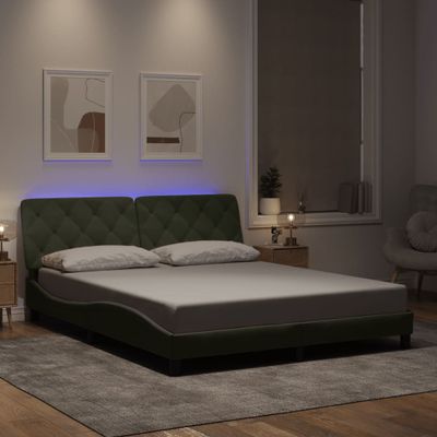 vidaXL Rám postele s LED bez matraca bledosivý 160x200 cm zamat
