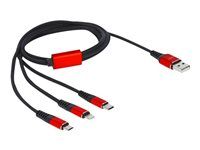 Kábel len na nabíjanie - USB s pinmi (male) do Lightning, USB-C s pinmi (male) - 1 m - čierna