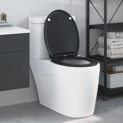 vidaXL WC sedadlo Čierna 45,5 x 37,5 x 3,8 cm Duroplast