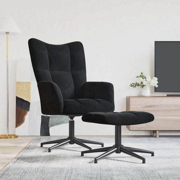 vidaXL Relaxačné kreslo s podnožkou, čierne, zamat