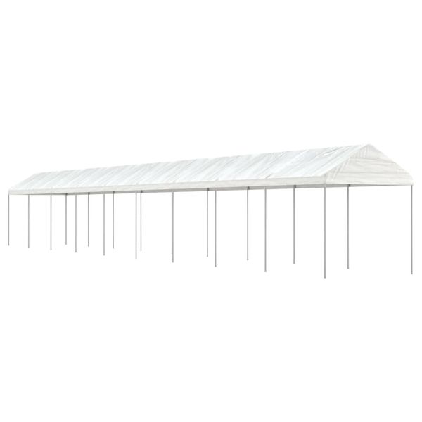 vidaXL Altánok so strechou, biely 20,07x2,28x2,69 m, polyetylén