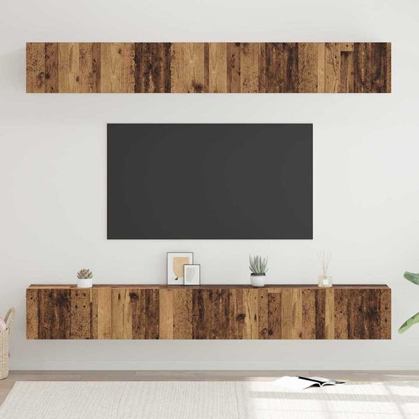 vidaXL Zostava TV skriniek Nástenný 6 pcs Staré drevo Kompozitné drevo