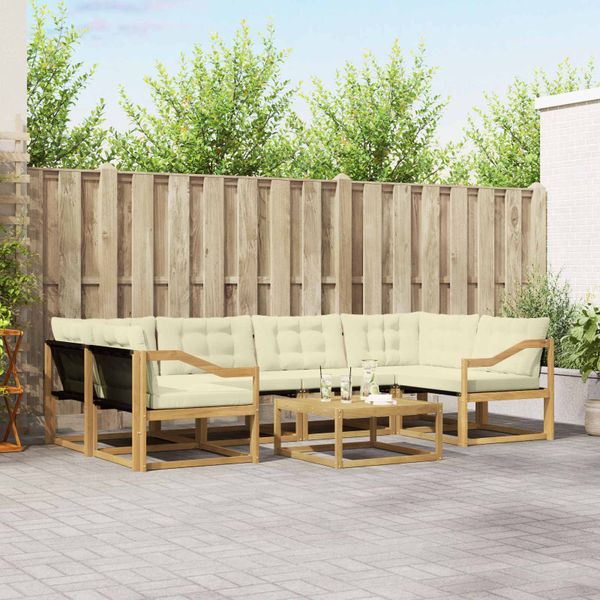 vidaXL Záhradná súprava gaučov 7 pcs Biela a krémová 79 x 79 x 37 cm