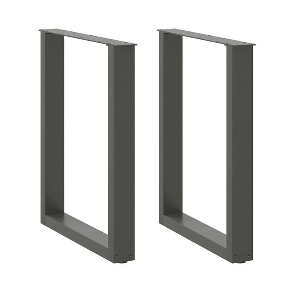 vidaXL Nohy k jedálenskému stolu v tvare U, 2 ks, antracitové, 60 x (72-73) cm, oceľ