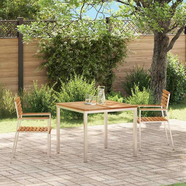 vidaXL Záhradná stolička 2 pcs Masívne teakové drevo a nerezová oceľ