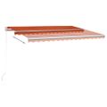 vidaXL Ručne zaťahovacia markíza s LED 400x300 cm oranžová a hnedá