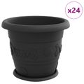 vidaXL Kvetináče 24 ks Čierna Ø 34 x 28 cm Plast