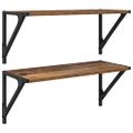 vidaXL Stenné police 2 ks Staré drevo 60 x 25 x 25,5 cm