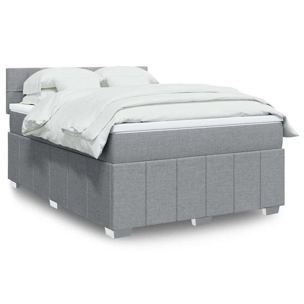 vidaXL Boxspring posteľ s matracom bledosivý 140x190 cm látka