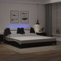 vidaXL Rám postele Viana s LED bez matraca čierny a biely 200x200 cm