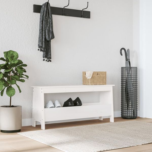 vidaXL Lavica do predsiene biela 100x28x45 cm masívne borovicové drevo