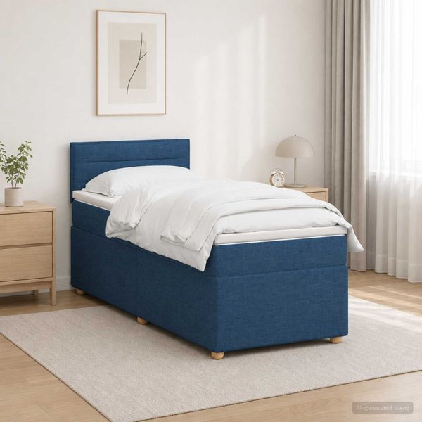 vidaXL Posteľ boxspring s matracom Modrá 100 x 200 cm Látka