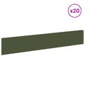 vidaXL Obrubník trávnika 20 ks 100 x 18 cm Oceľ Olivovo zelená