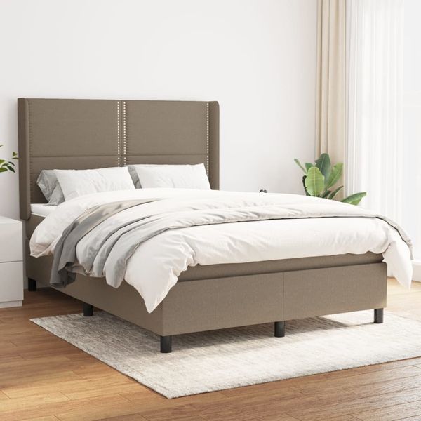 vidaXL Boxspring posteľ s matracom sivohnedý 140x190 cm látka