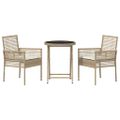 vidaXL Záhradný bistro set 3 ks Béžová polyratan