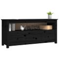 vidaXL TV skrinka čierna 114x35x52 cm masívna borovica