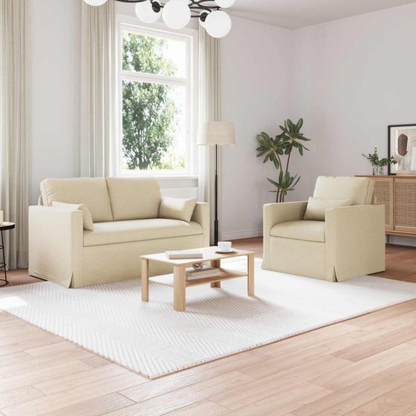 vidaXL Sada pohoviek 2 pcs Krémová 139 x 78 x 80 cm látka