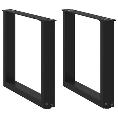 vidaXL Nohy konferenčného stolíka v tvare U, 2 ks, čierne, 50 x (42-43) cm, oceľové