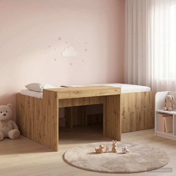 vidaXL Detská vysoká posteľ s pultom Dub artisan 80 x 200 cm