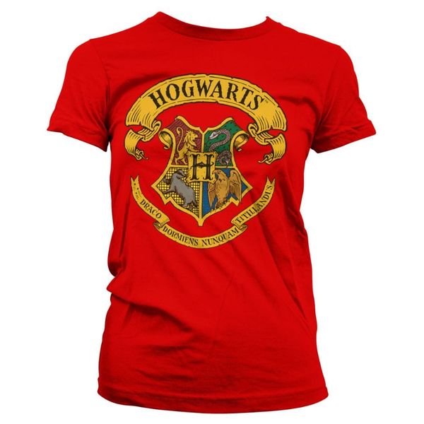 Dámske tričko Harry Potter - Bradavický erb, červené