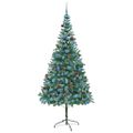 vidaXL Umelý vianočný stromček s 300 LED-i Zelená 210 cm PVC a oceľ