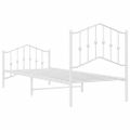 vidaXL Kovový rám postele s predným a zadným čelom biely 90x200 cm