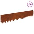 vidaXL Obrubník trávnika 10 ks 103 x 20 cm Oceľ Hrdzavý