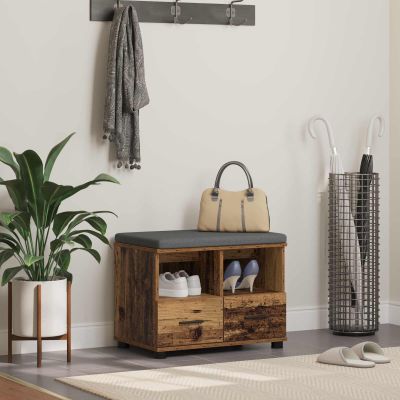 vidaXL Predsieňová lavica s vankúšom Staré drevo 60 x 38 x 46 cm