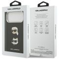 Karl Lagerfeld FW Zrnitý Karl & Choupette hlavičky špendlíky a logo obal pre iPhone 17 Pro Max čierna