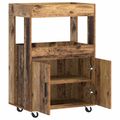 vidaXL Barový vozík Staré drevo 60 x 39.5 x 89 cm Kompozitné drevo
